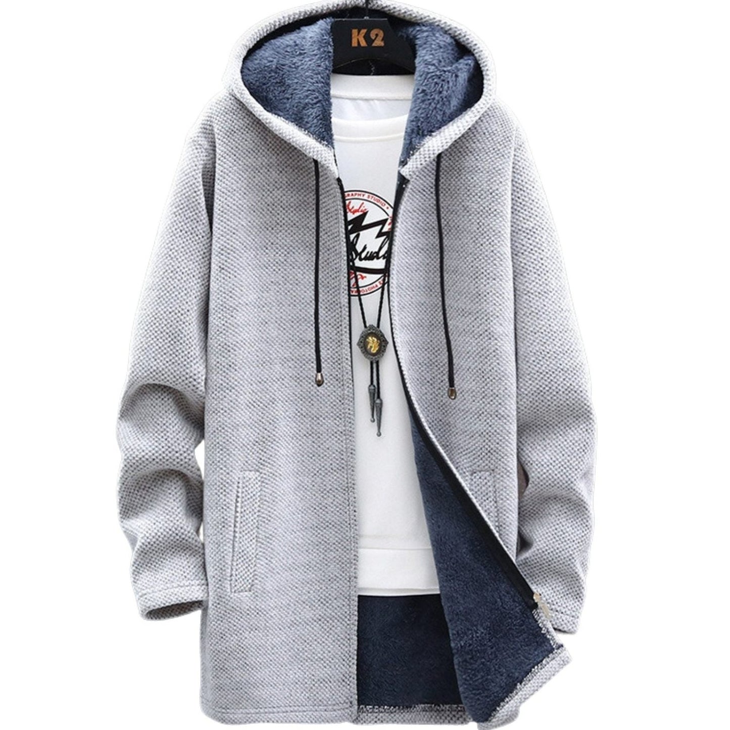 Effortless Grey Knit Cardigan for Women with Long Sleeve Pockets Casual Style
