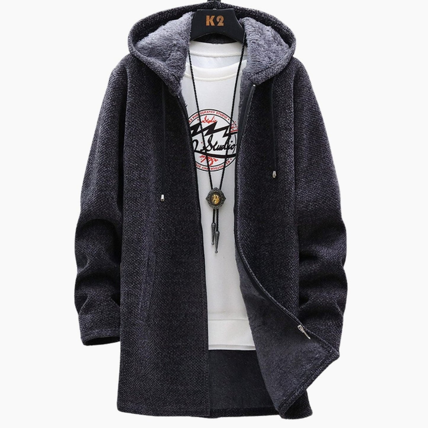Effortless Grey Knit Cardigan for Women with Long Sleeve Pockets Casual Style