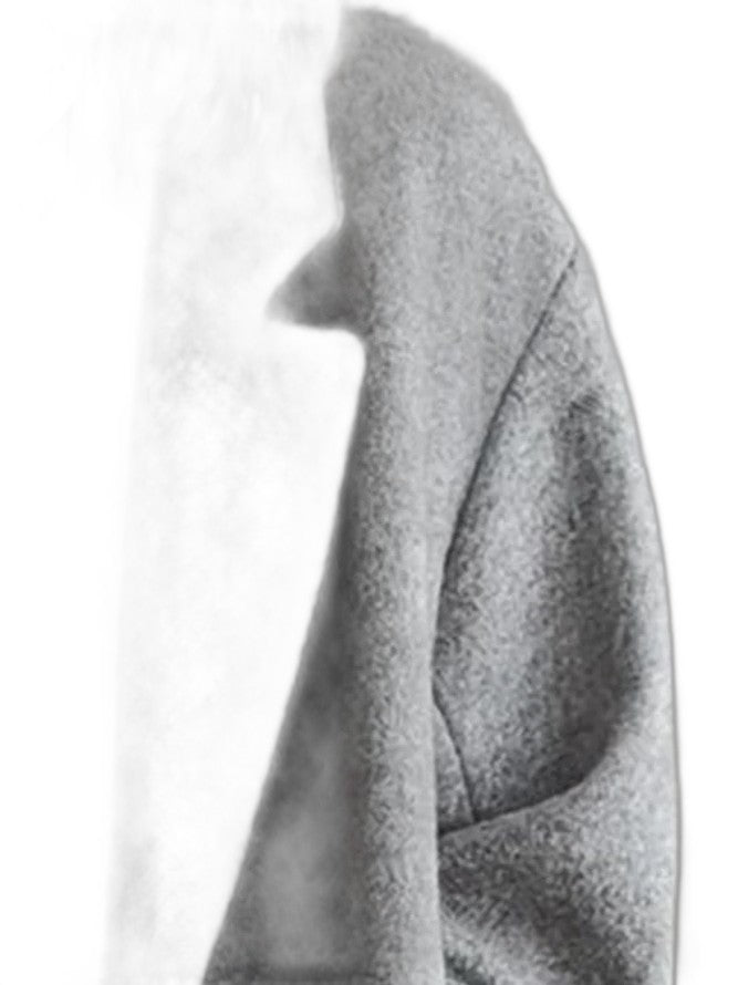 Effortless Grey Knit Coat for Women with Collared Long Sleeve Oversized Casual Style