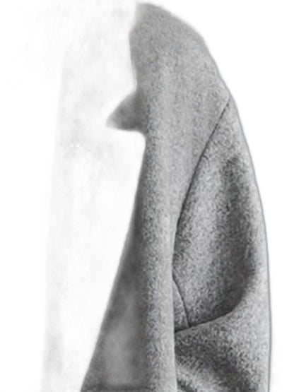 Effortless Grey Knit Coat for Women with Collared Long Sleeve Oversized Casual Style
