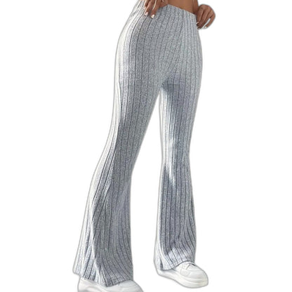 Effortless Grey Knit Pants for Women with High Waisted Wide Leg Casual Style