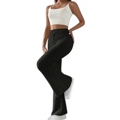 Effortless Grey Knit Pants for Women with High Waisted Wide Leg Casual Style