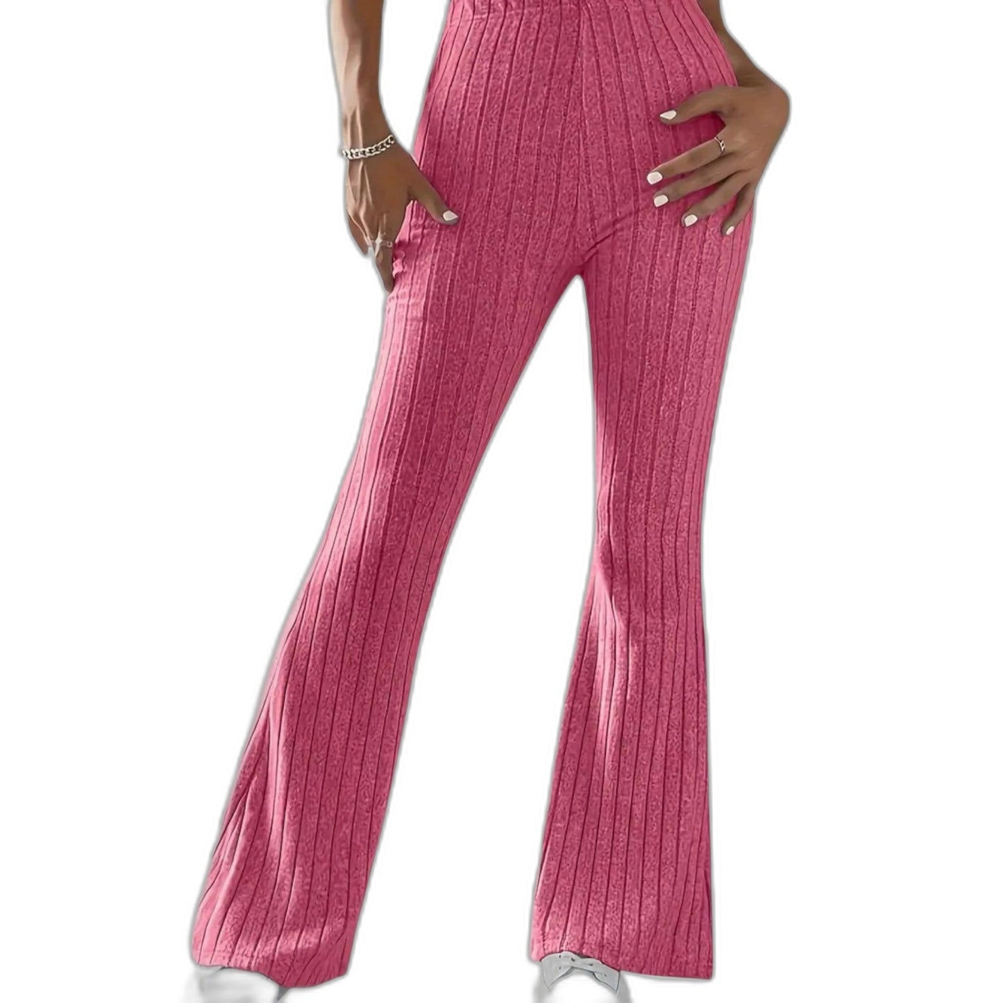 Effortless Grey Knit Pants for Women with High Waisted Wide Leg Casual Style