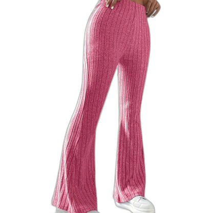 Effortless Grey Knit Pants for Women with High Waisted Wide Leg Casual Style