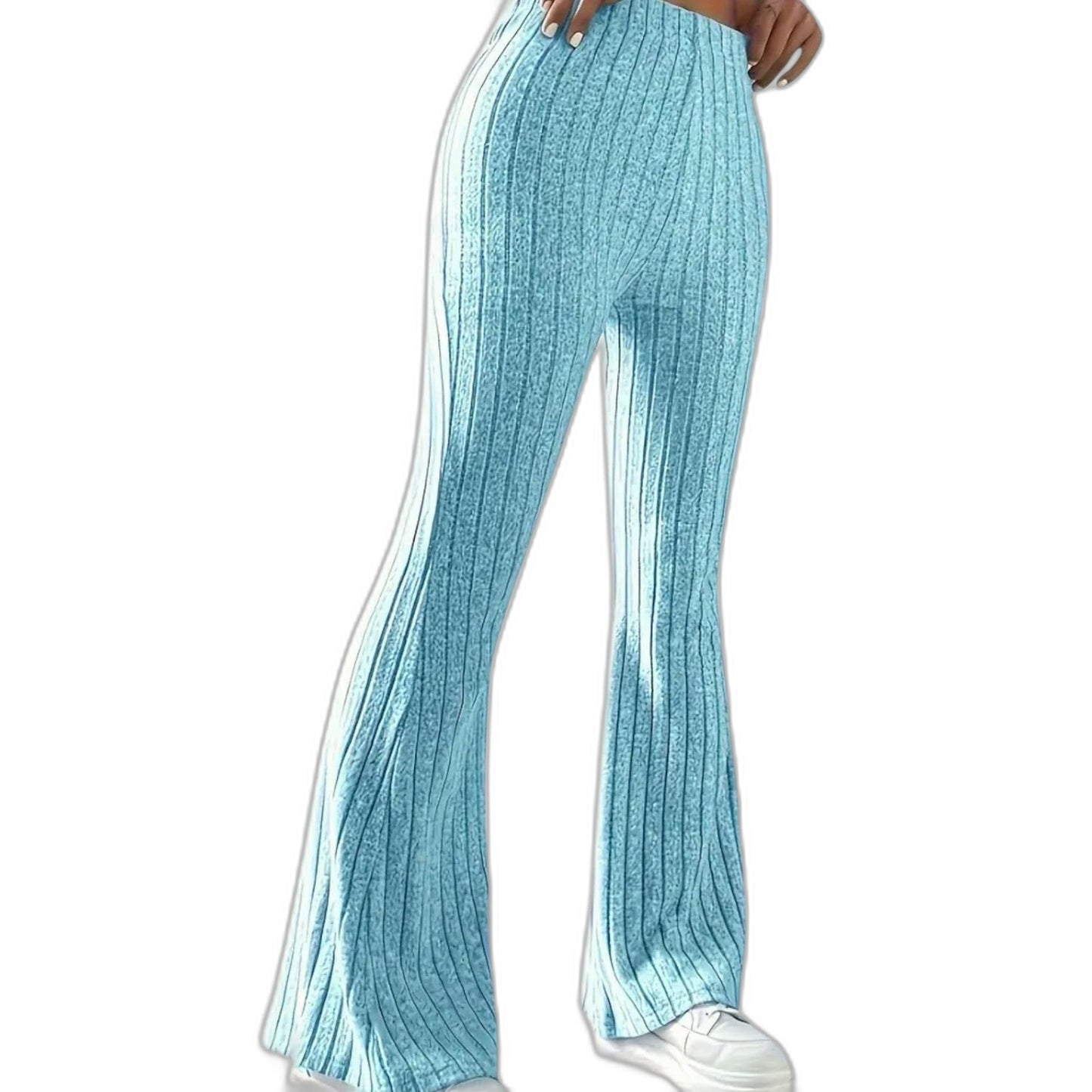 Effortless Grey Knit Pants for Women with High Waisted Wide Leg Casual Style