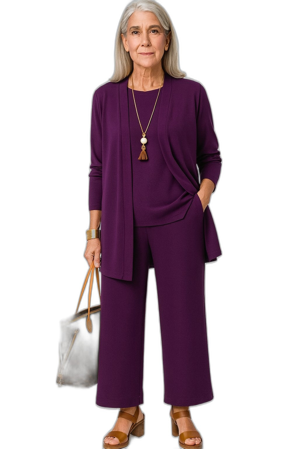 Effortless Grey Knit Two Piece Set for Women with Wide Leg Casual Style