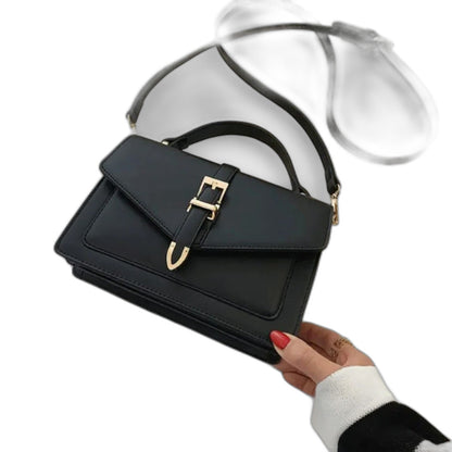 Effortless Grey Leather Crossbody Bag for Women with Buckle Shoulder Casual Style