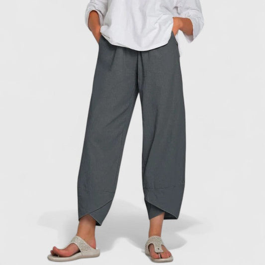 Effortless Grey Pants for Women with High Waisted Cropped Pockets Casual Style