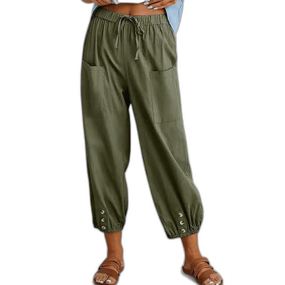 Effortless Grey Pants for Women with High Waisted Cropped Pockets Casual Style