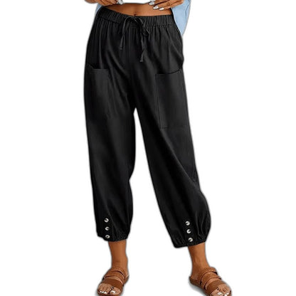 Effortless Grey Pants for Women with High Waisted Cropped Pockets Casual Style