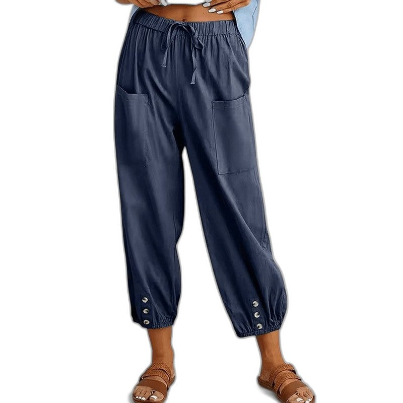 Effortless Grey Pants for Women with High Waisted Cropped Pockets Casual Style