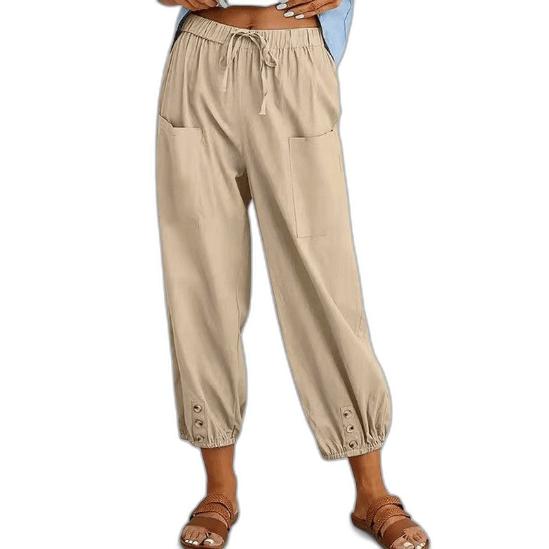 Effortless Grey Pants for Women with High Waisted Cropped Pockets Casual Style