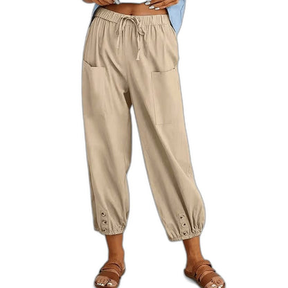 Effortless Grey Pants for Women with High Waisted Cropped Pockets Casual Style