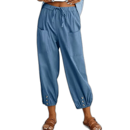 Effortless Grey Pants for Women with High Waisted Cropped Pockets Casual Style