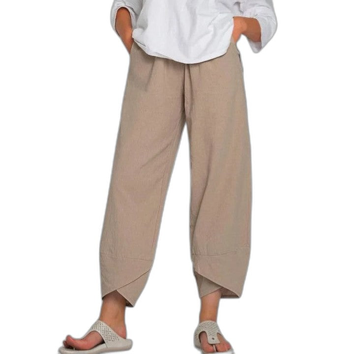 Effortless Grey Pants for Women with High Waisted Cropped Pockets Casual Style