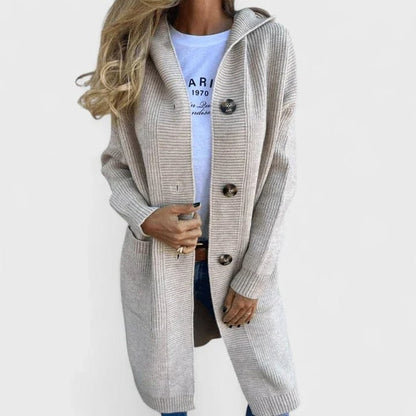 Effortless Grey Plaid Coat for Women with Collared Long Sleeve Button Front Casual Style