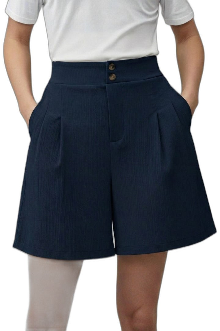 Effortless Grey Shorts for Women with Pleated High Waisted Wide Leg Casual Style