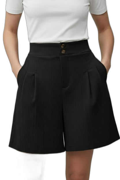 Effortless Grey Shorts for Women with Pleated High Waisted Wide Leg Casual Style