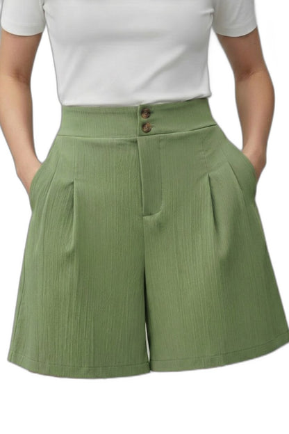 Effortless Grey Shorts for Women with Pleated High Waisted Wide Leg Casual Style