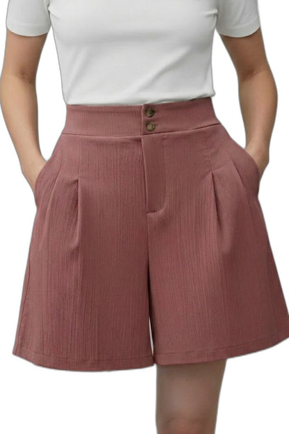 Effortless Grey Shorts for Women with Pleated High Waisted Wide Leg Casual Style
