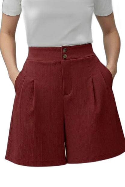 Effortless Grey Shorts for Women with Pleated High Waisted Wide Leg Casual Style