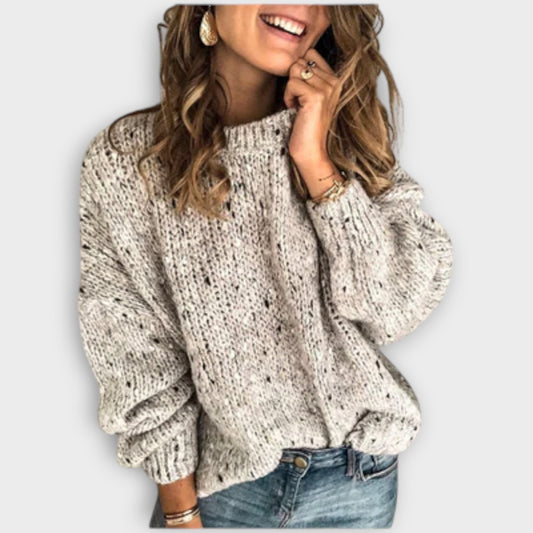 Effortless Knit Sweater for Women with Crew Neck Long Sleeve Oversized Casual Style