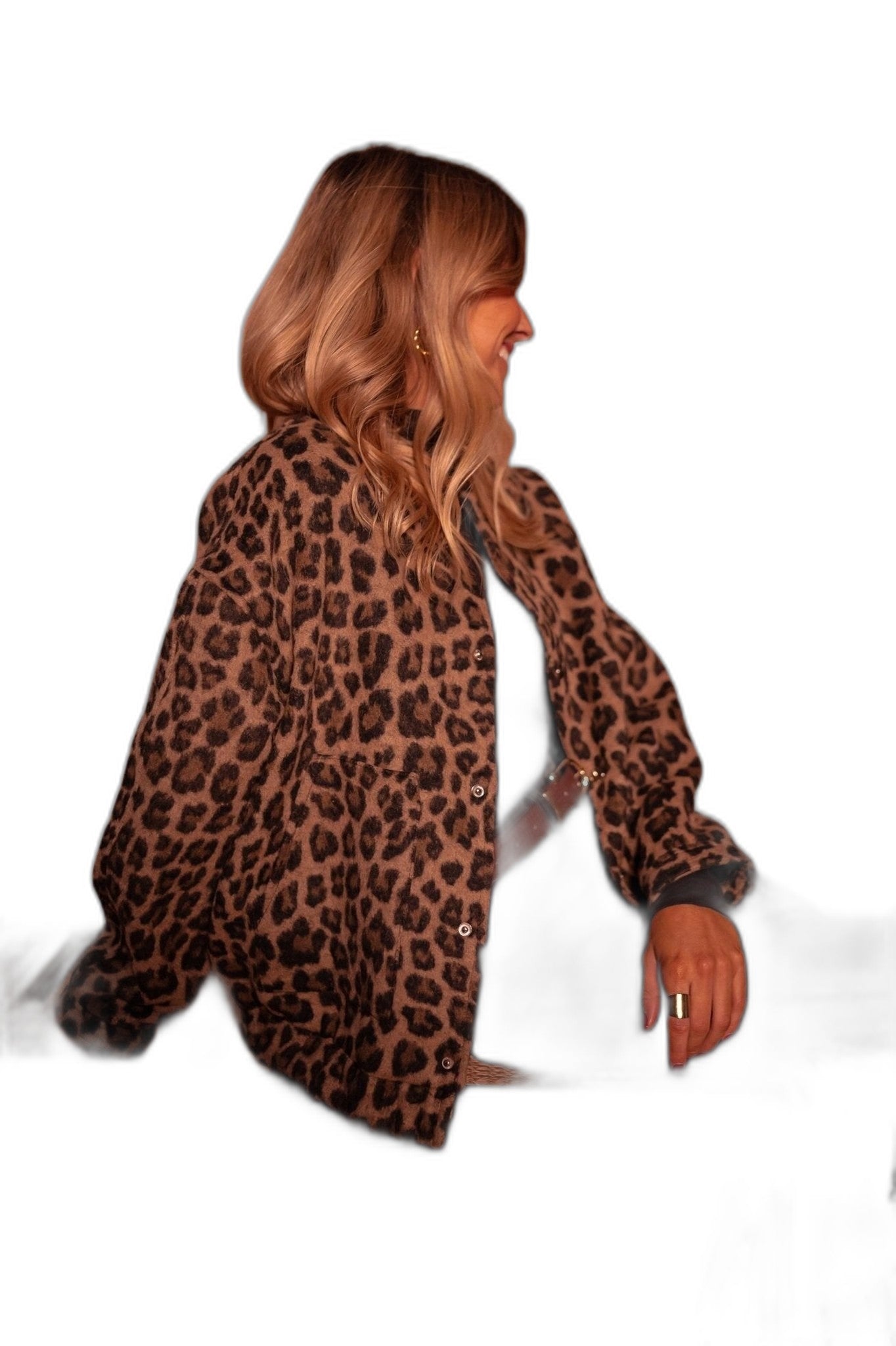 Effortless Leopard Blouse for Women with V Neck Long Sleeve Oversized Casual Style