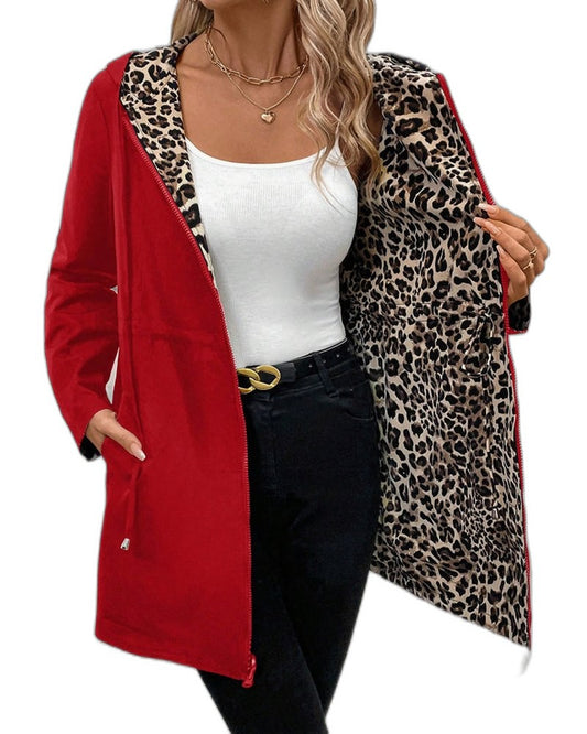 Effortless Leopard Cardigan for Women with Long Sleeve Pockets Casual Style