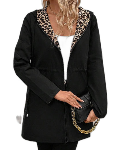 Effortless Leopard Cardigan for Women with Long Sleeve Pockets Casual Style