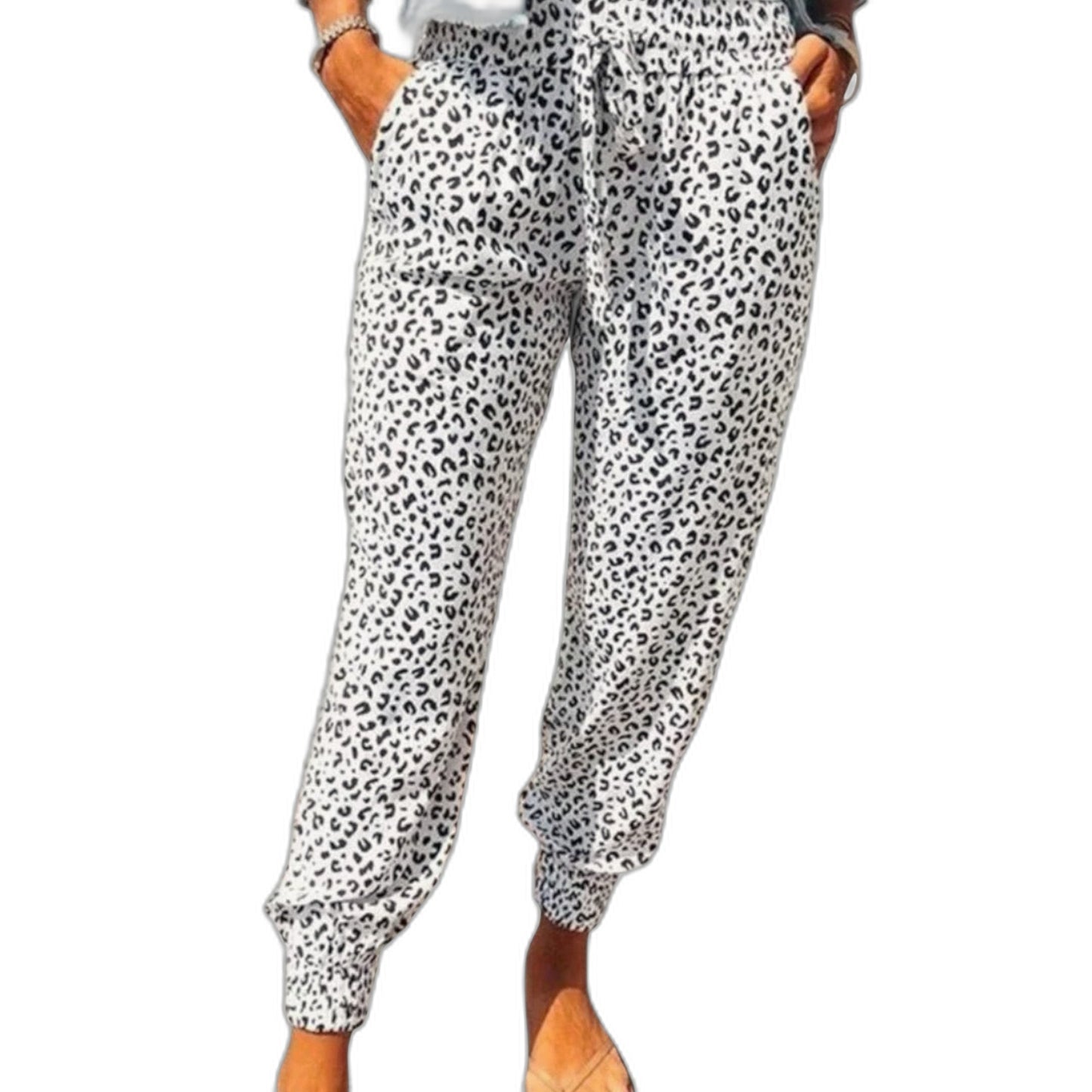 Effortless Leopard Pants for Women with High Waisted Pockets Casual Style