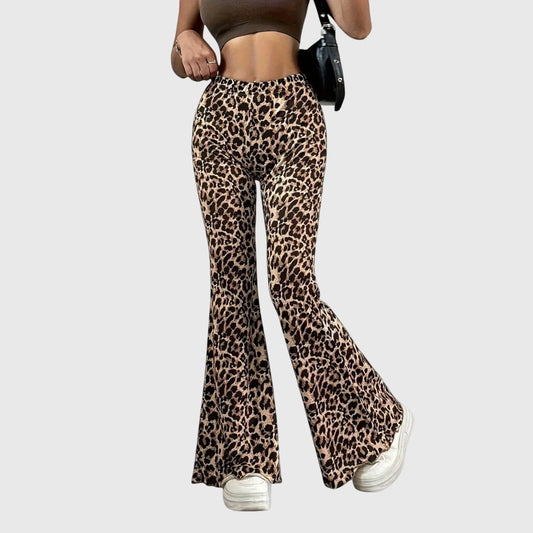 Effortless Leopard Pants for Women with High Waisted Wide Leg Bootcut Casual Style