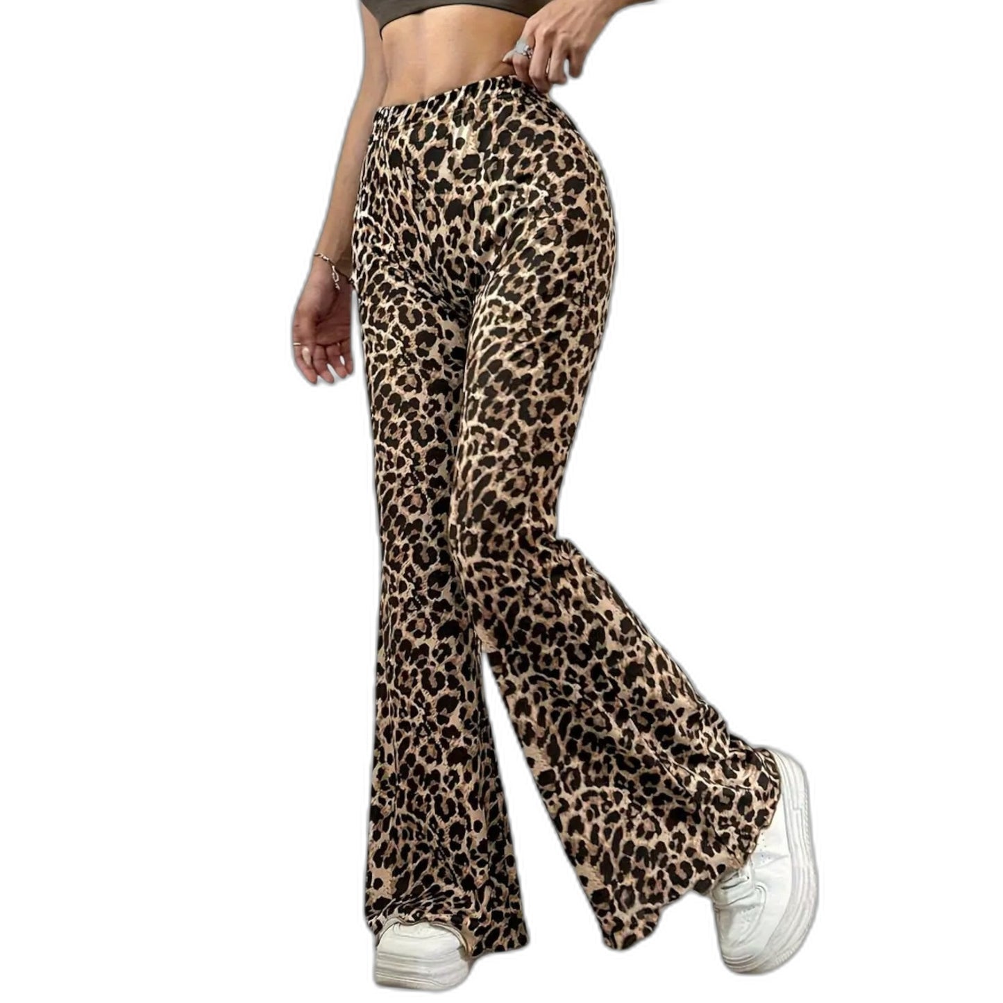Effortless Leopard Pants for Women with High Waisted Wide Leg Bootcut Casual Style