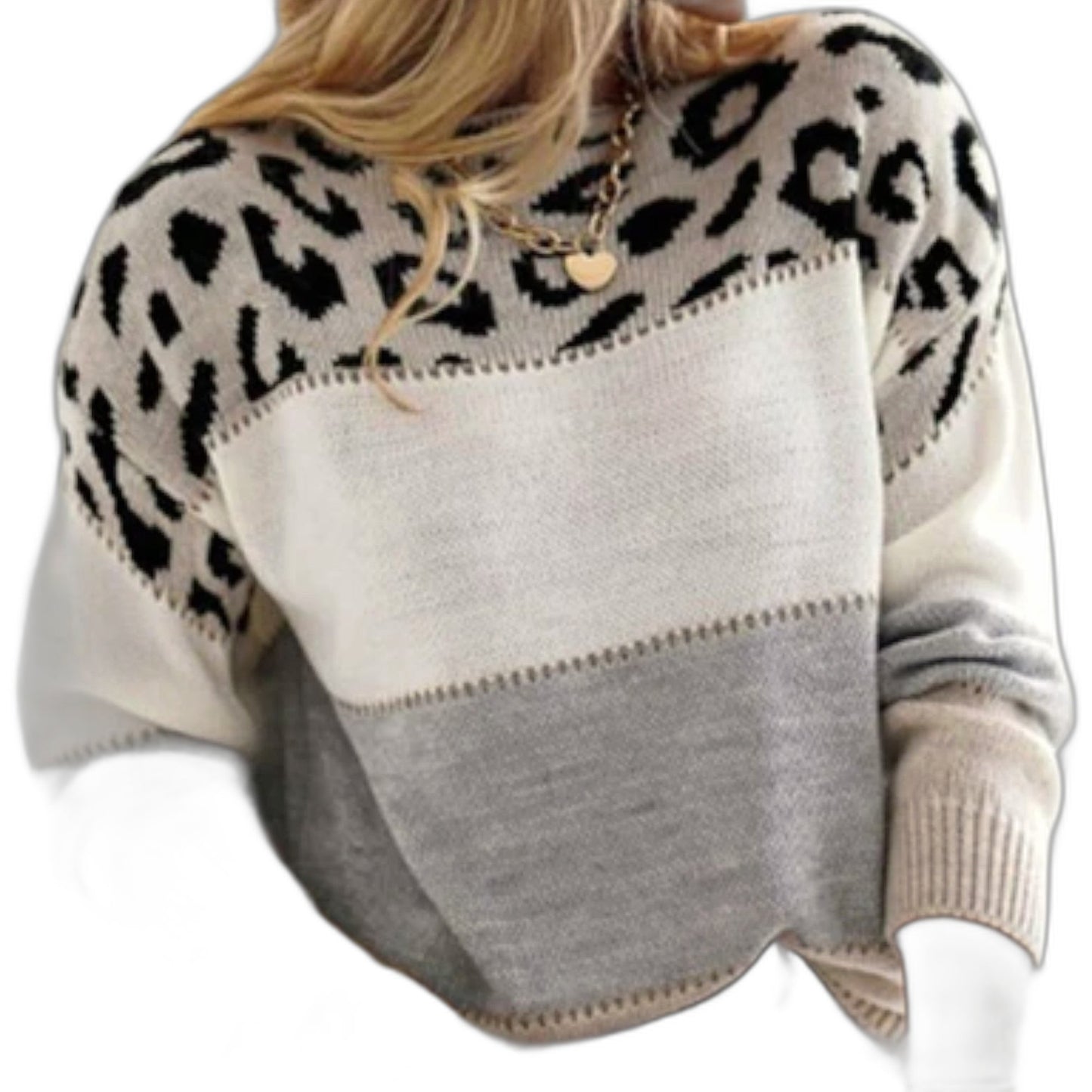 Effortless Leopard Sweater for Women with Knit Crew Neck Long Sleeve Casual Style