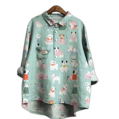 Effortless Linen Blouse for Women with Collared Short Sleeve Button Front Oversized Pockets Casual Style