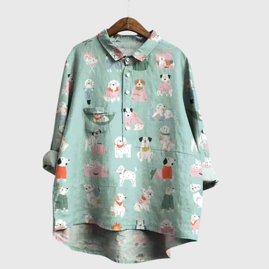 Effortless Linen Blouse for Women with Collared Short Sleeve Button Front Oversized Pockets Casual Style