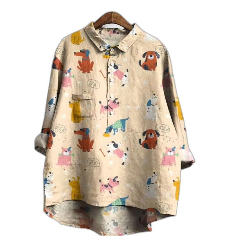Effortless Linen Blouse for Women with Collared Short Sleeve Button Front Oversized Pockets Casual Style