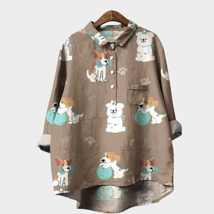 Effortless Linen Blouse for Women with Collared Short Sleeve Button Front Oversized Pockets Casual Style