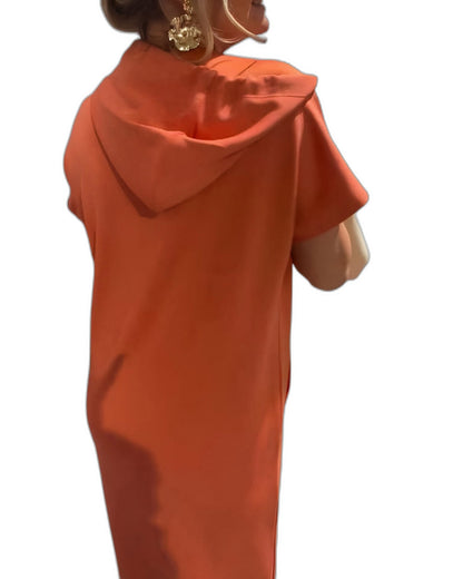 Effortless Midi Dress for Women with Crew Neck Short Sleeve Pockets Casual Style
