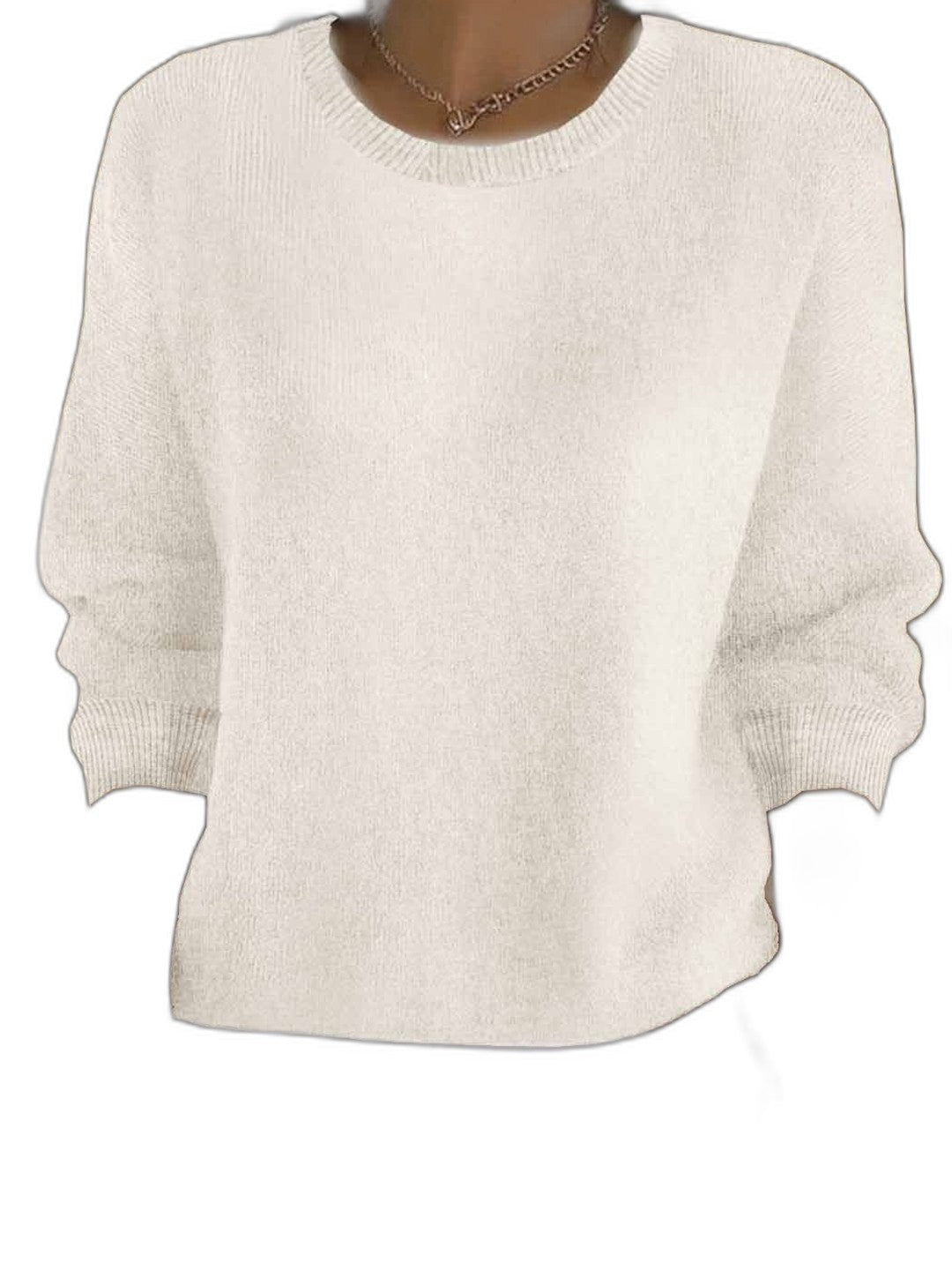 Effortless Mustard Knit Sweater for Women with Crew Neck Long Sleeve Casual Style