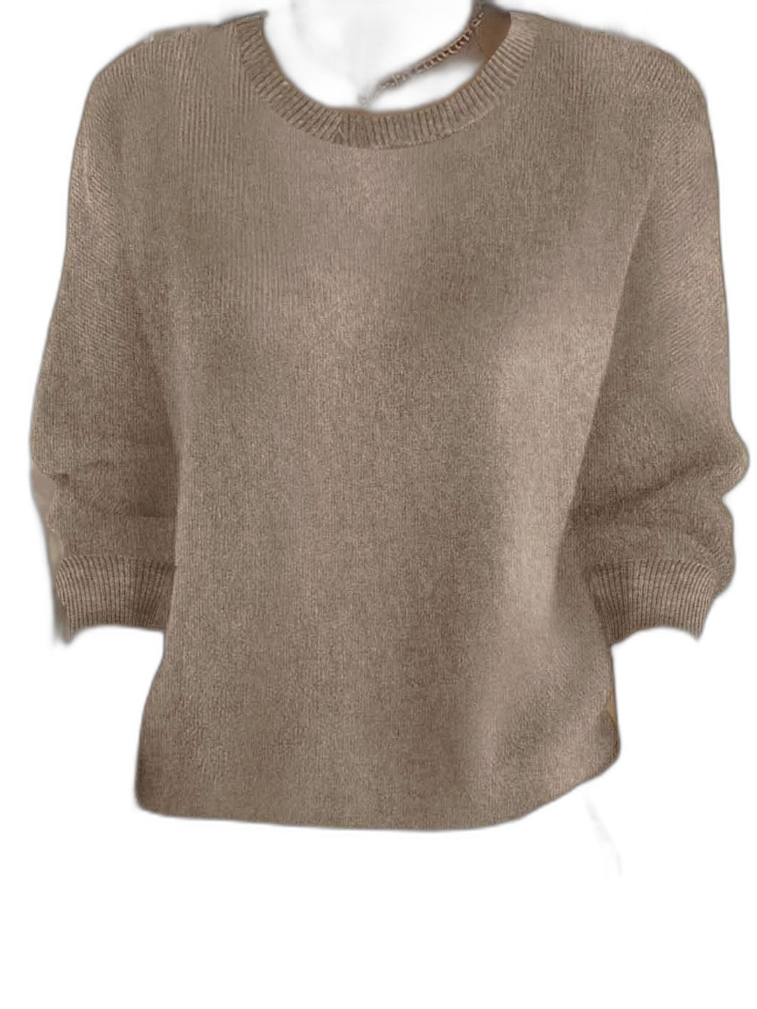 Effortless Mustard Knit Sweater for Women with Crew Neck Long Sleeve Casual Style