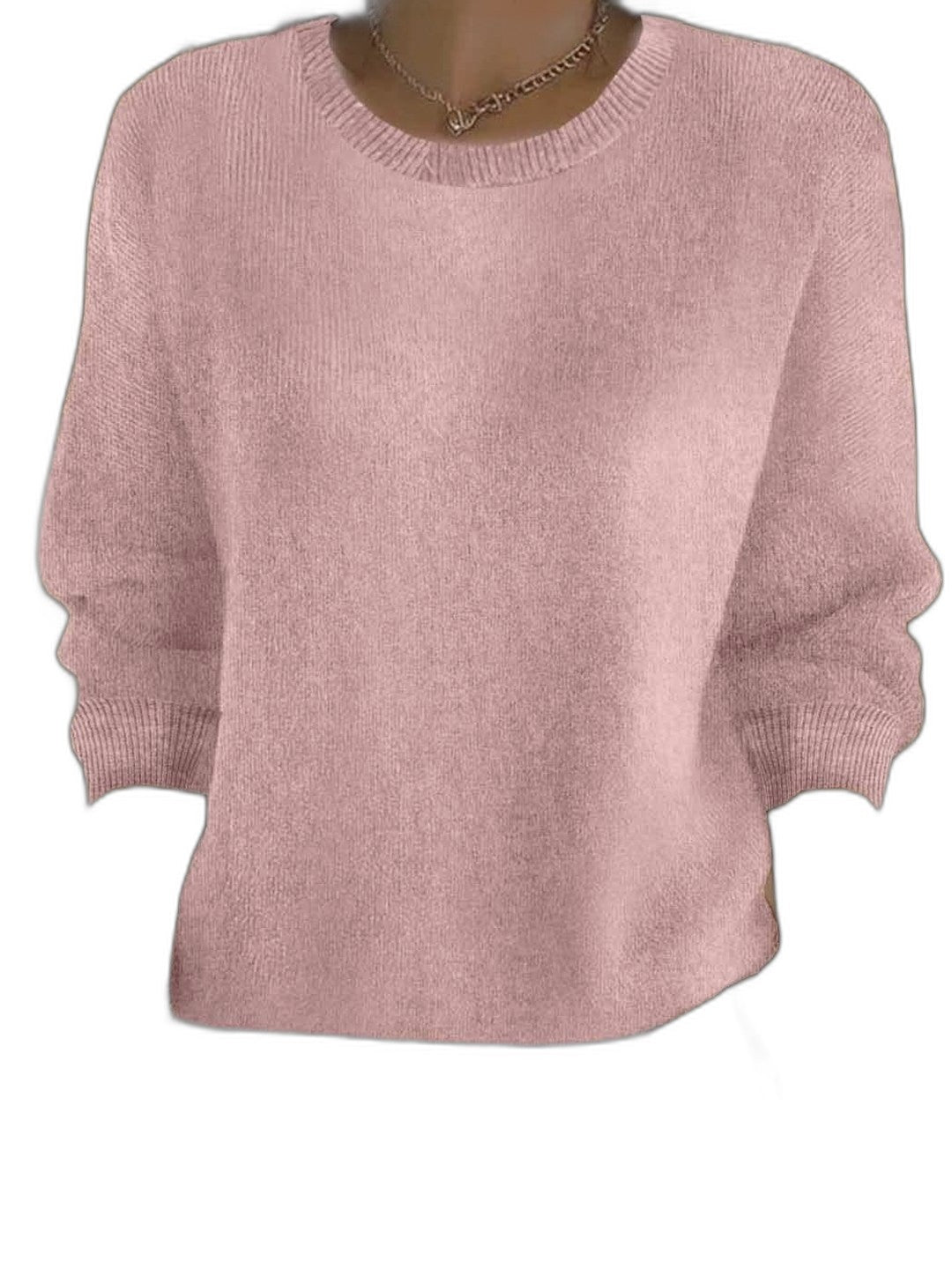 Effortless Mustard Knit Sweater for Women with Crew Neck Long Sleeve Casual Style