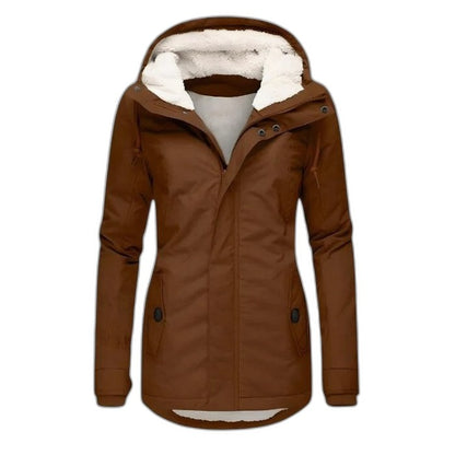 Effortless Navy Coat for Women with Long Sleeve Pockets Fur Lined Casual Style