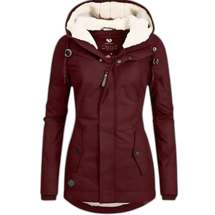 Effortless Navy Coat for Women with Long Sleeve Pockets Fur Lined Casual Style