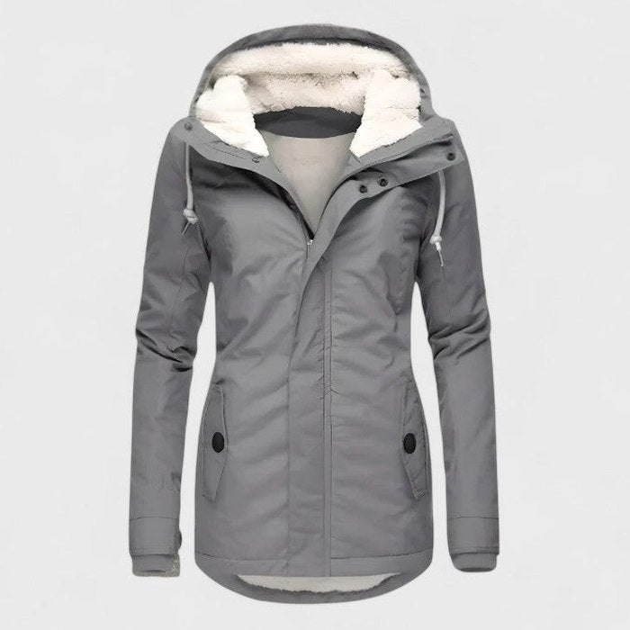 Effortless Navy Coat for Women with Long Sleeve Pockets Fur Lined Casual Style