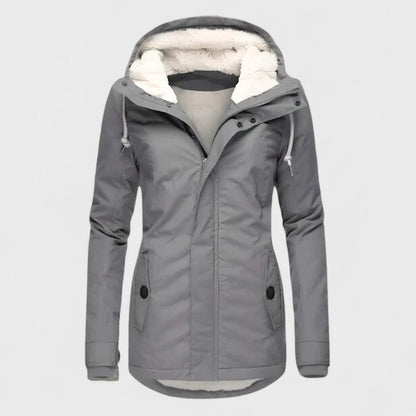 Effortless Navy Coat for Women with Long Sleeve Pockets Fur Lined Casual Style