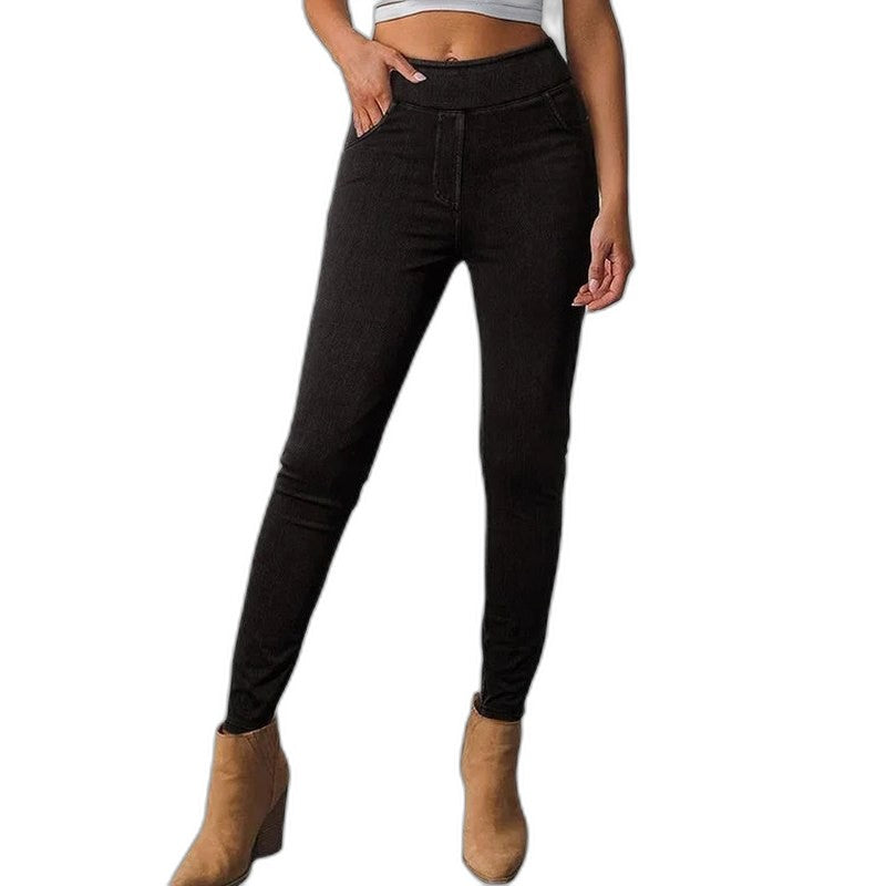 Effortless Navy Denim Jeans for Women with Bodycon High Waisted Slim Fit Casual Style
