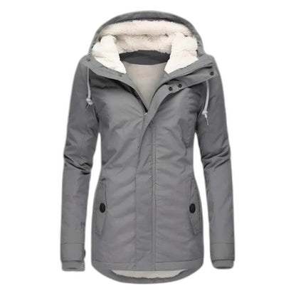Effortless Navy Jacket for Women with High Neck Long Sleeve Fur Lined Casual Style