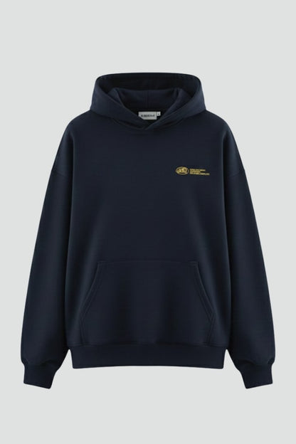 Effortless Navy Knit Hoodie for Women with Long Sleeve Pockets Casual Style