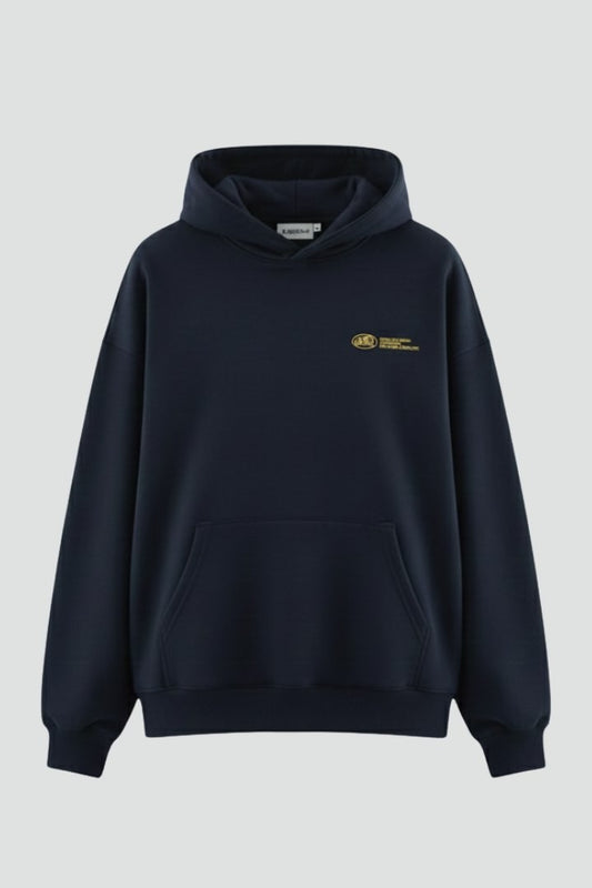 Effortless Navy Knit Hoodie for Women with Long Sleeve Pockets Casual Style