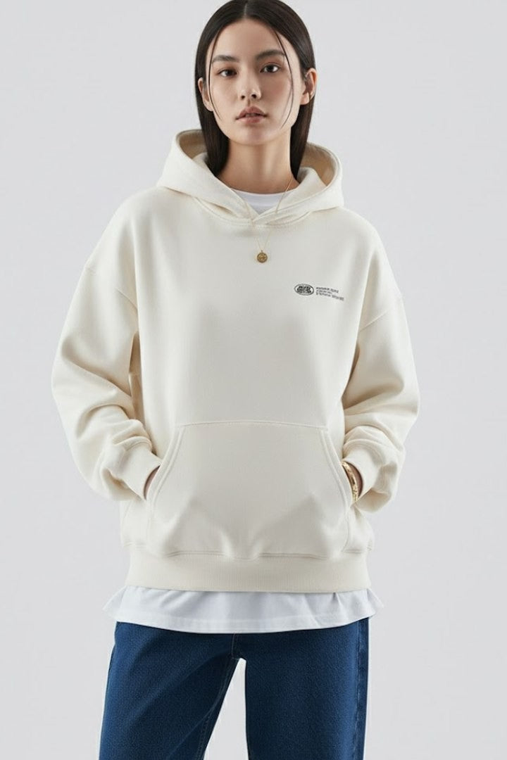 Effortless Navy Knit Hoodie for Women with Long Sleeve Pockets Casual Style